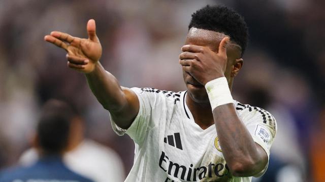 Vinicius celebra un gol con el Real Madrid