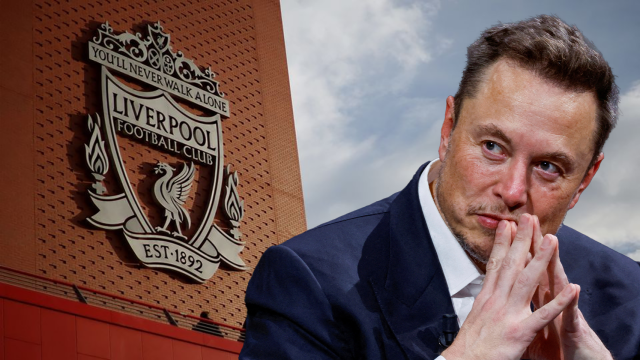 Elon Musk, en un fotomontaje con Anfield detrás