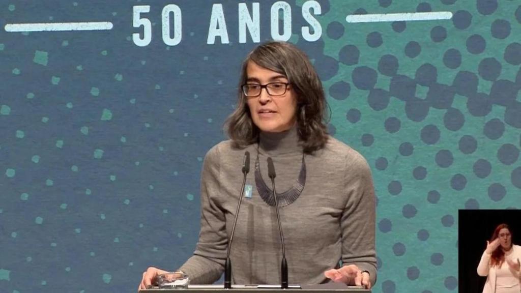 La historiadora Carmina Gustrán, en la presentación de 'España: 50 años en libertad'.