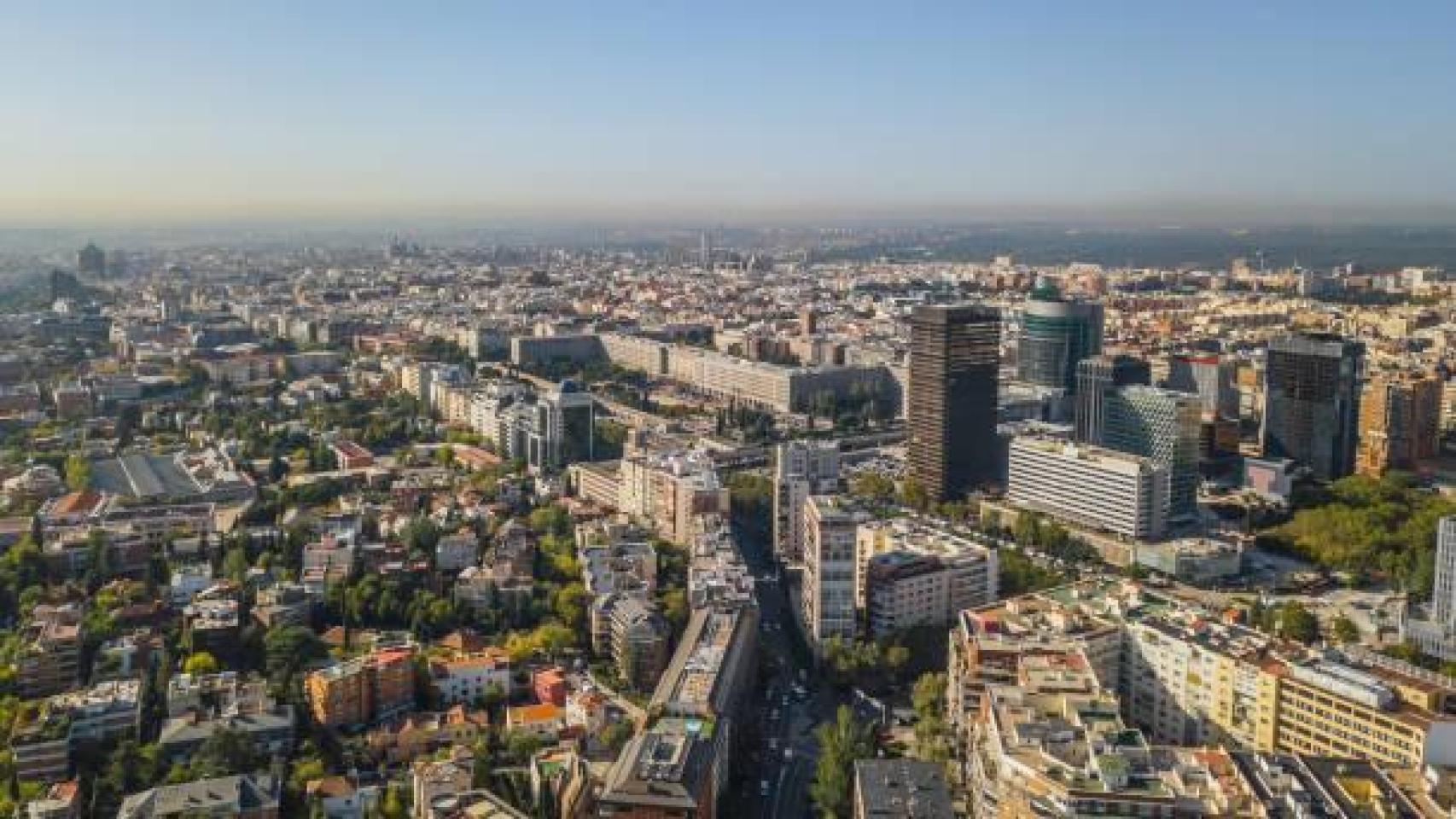 Vista aérea de la ciudad de Madrid.