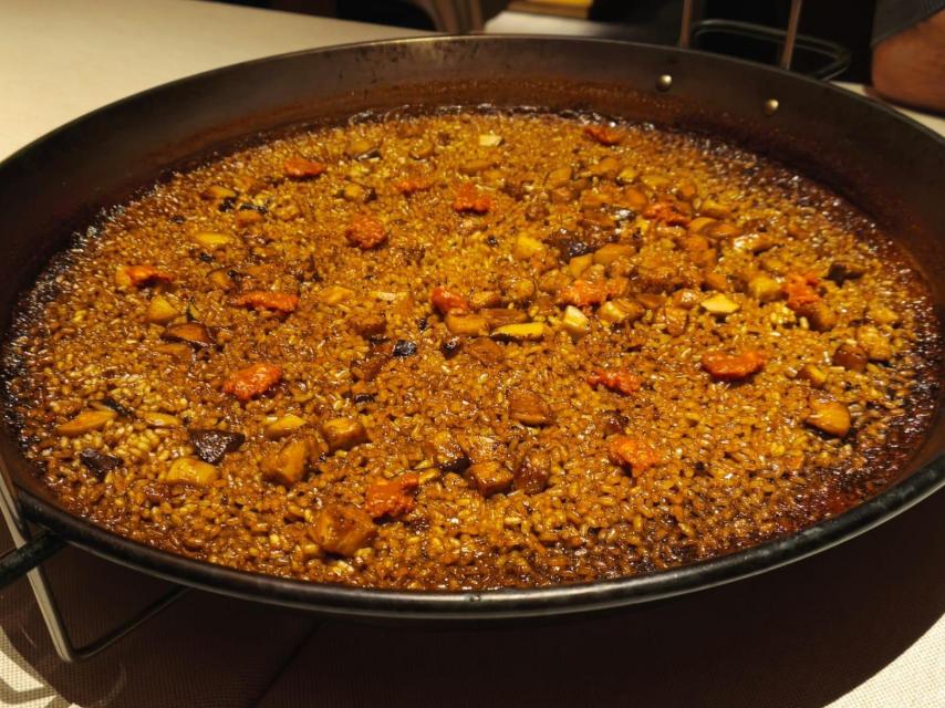 El arroz de mollejas, setas y sobrasada de Noble.