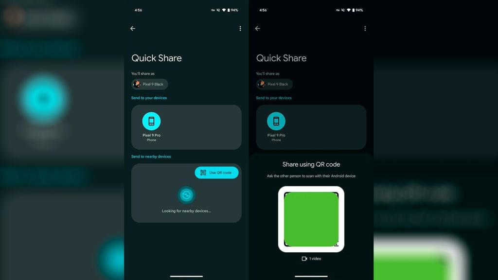 El nuevo botón de código QR en Quick Share