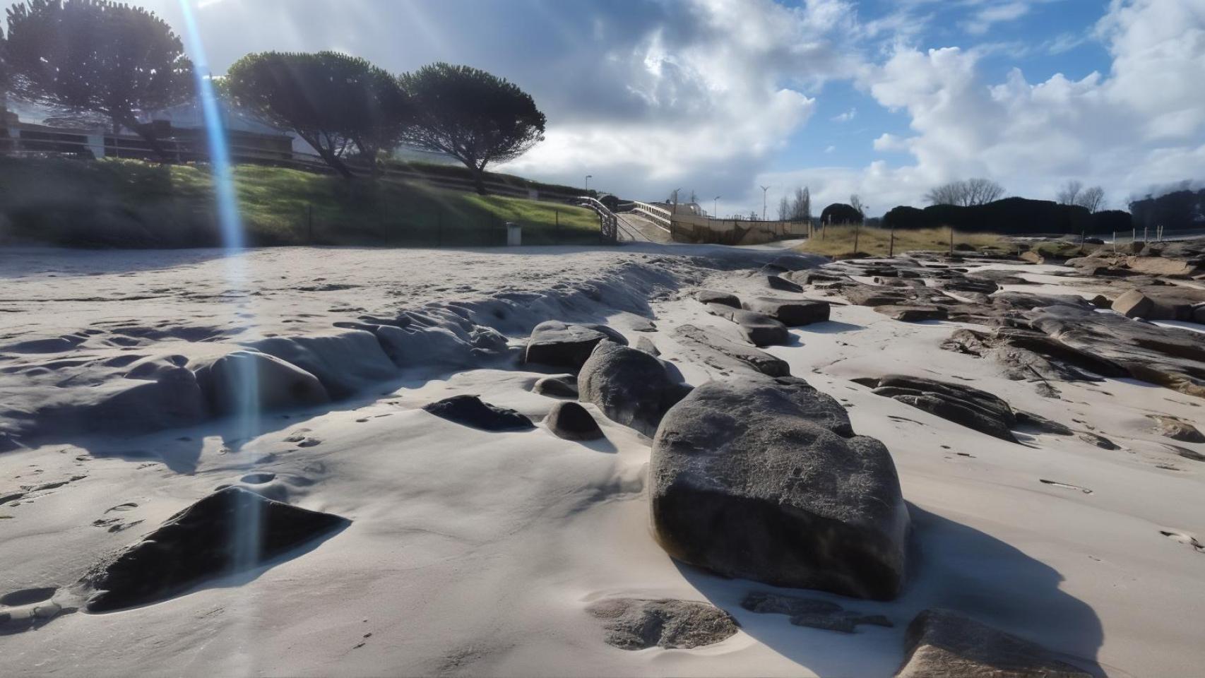 El arenal de la Praia do Baluarte, en Coruxo.