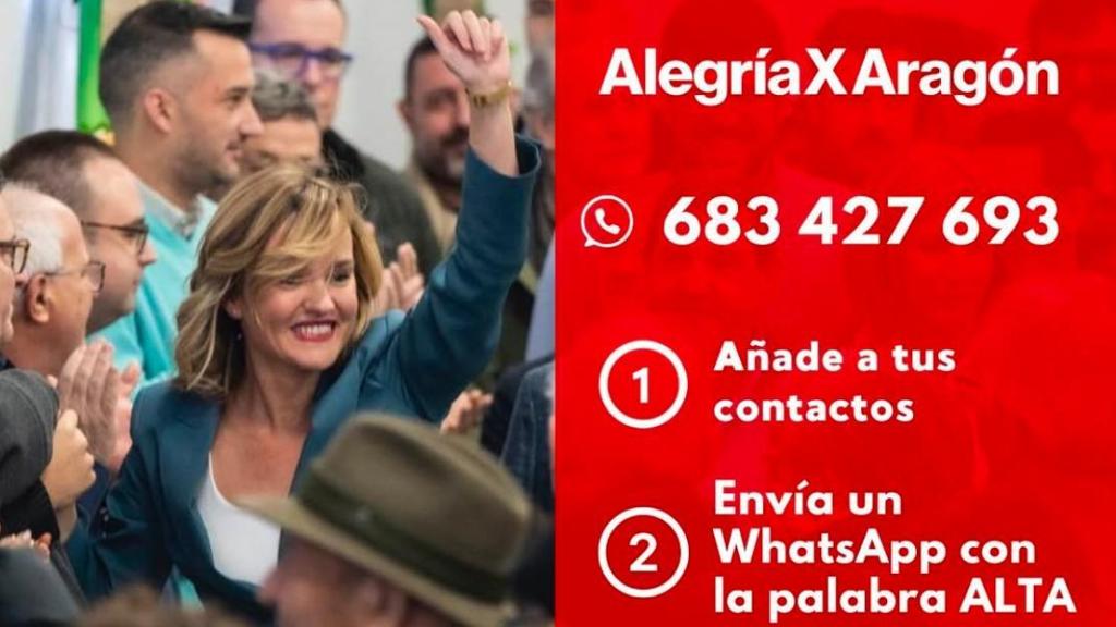 Anuncio del nuevo canal de WhatsApp de Pilar Alegría.