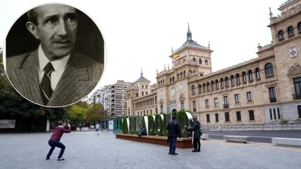 Narciso Alonso Cortés y una imagen de Valladolid en un montaje de EL ESPAÑOL