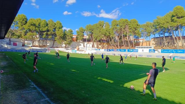 Los jugadores del Villarrobledo en un entrenamiento. Foto: 'X' del @CPVillarrobledo.