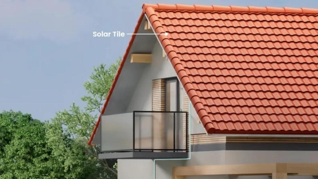 Concepto de una casa con las tejas solares de Jackery.