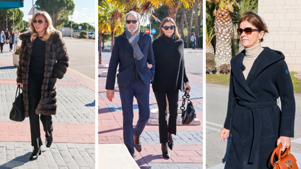 Maribel Yébenes, Javier García Obregón, María Tevenet y Nuria March en el funeral de Manuel Lapique