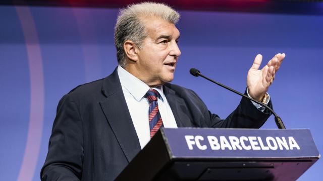 Joan Laporta en la última Asamblea General del Barça.