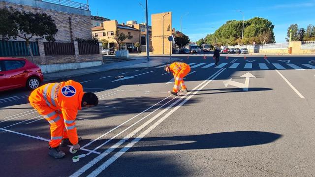 Carril bici compartido en la calle Babia de Salamanca