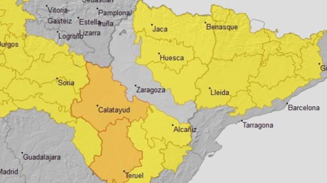 Alerta amarilla y naranja en Aragón, 14 de enero.