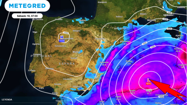 La borrasca mediterránea que afectará a España en la segunda mitad de la semana. Meteored.