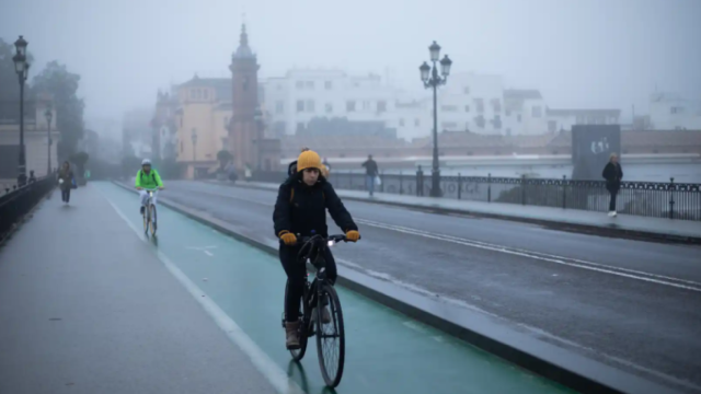 Imagen del puente de Triana durante el invierno.