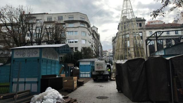 Alameda de Vigo durante el mercadillo navideño