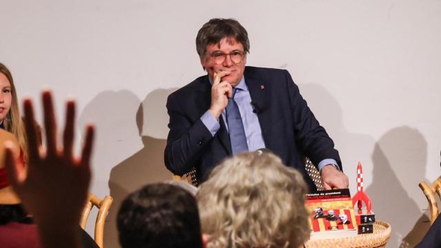 Carles Puigdemont, el martes, en un coloquio sobre la oficialidad del catalán en la UE.