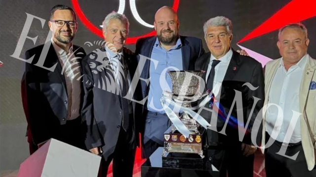 Fran Reyes, Ángel María Villar, Mario de la Santa, Joan Laporta y Domingo Espino