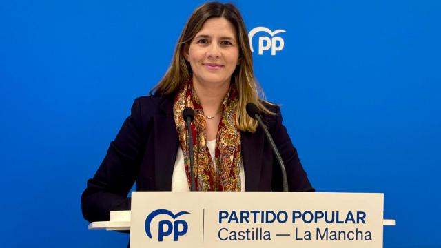 La secretario regional del PP de Castilla-La Mancha, Carolina Agudo, este viernes en rueda de prensa.