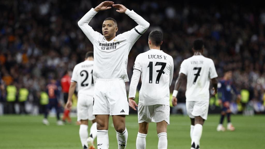 Mbappé celebra el gol marcado ante el Celta en la Copa del Rey.