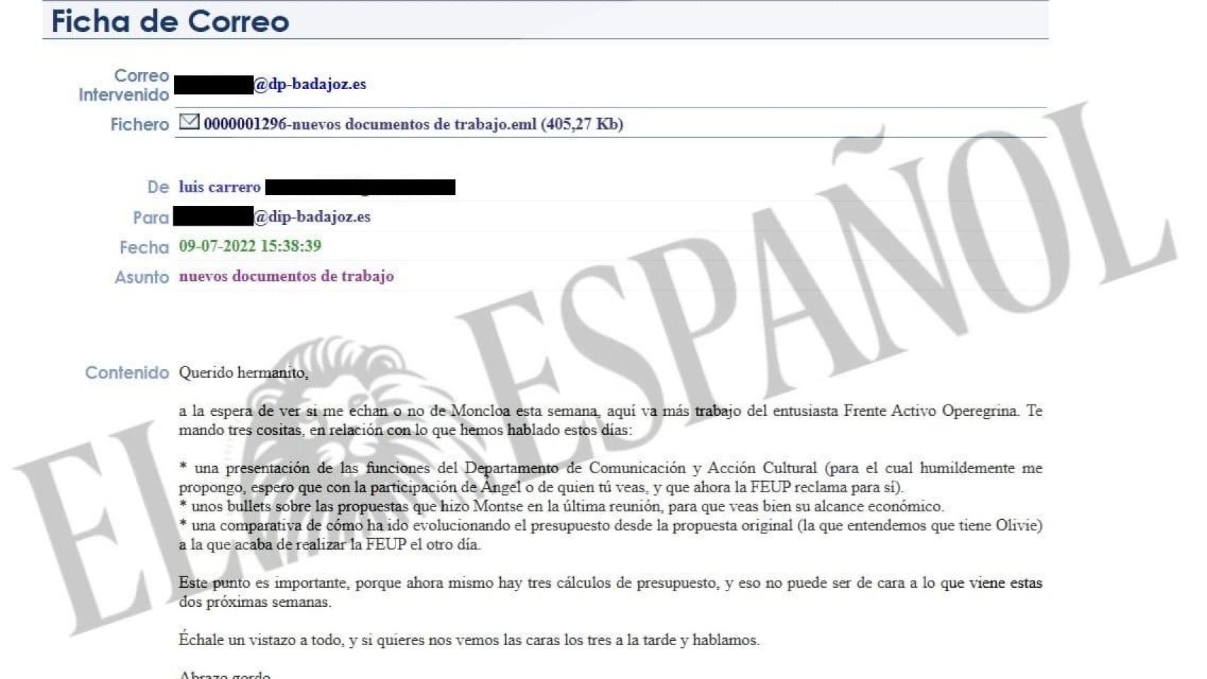 "Querido hermanito": el correo en el que el amigo en Moncloa del hermano de Sánchez le pide trabajo en Badajoz