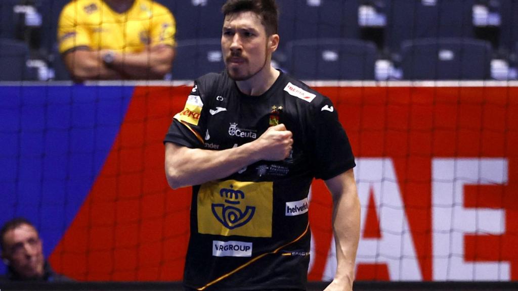 Alex Dujshebaev, en un partido del Mundial de balonmano.