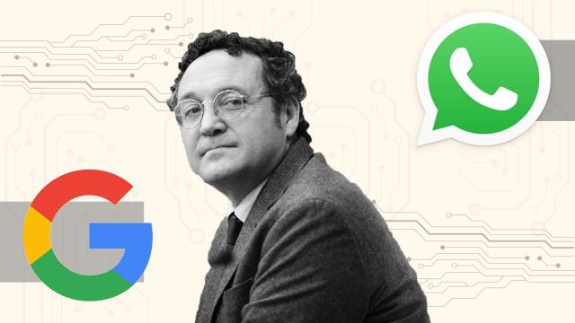 El Fiscal General del Estado, García Ortiz, junto a los logos de WhatsApp y Google.