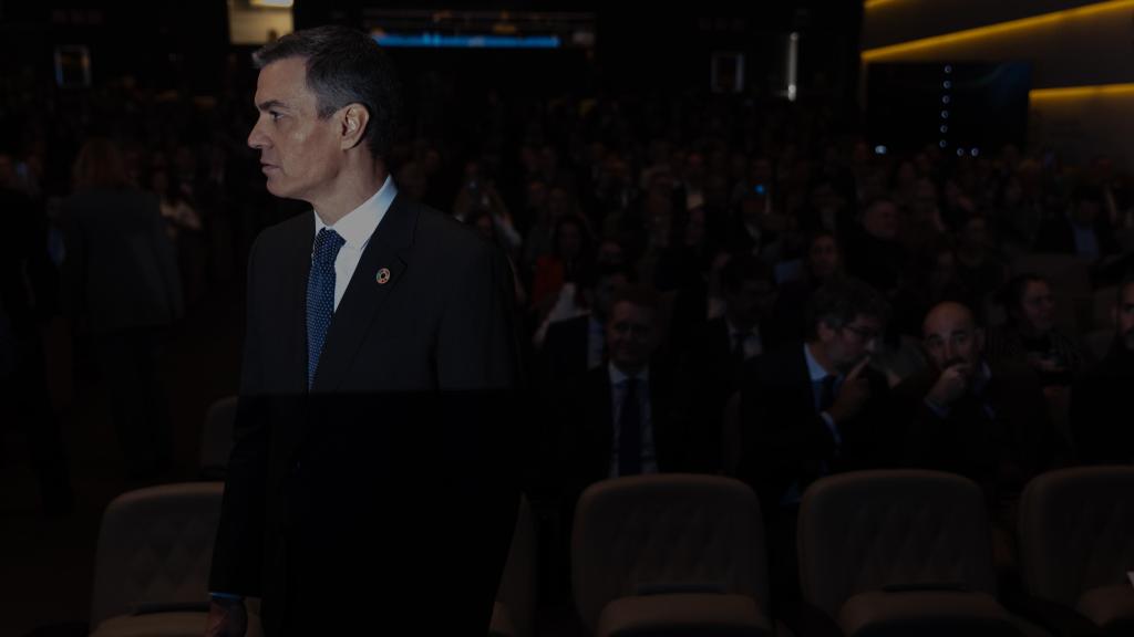 Pedro Sánchez, presidente del Gobierno, este lunes en la clausura del acto 'HispanIA: cómo la inteligencia artificial mejorará nuestro futuro'.