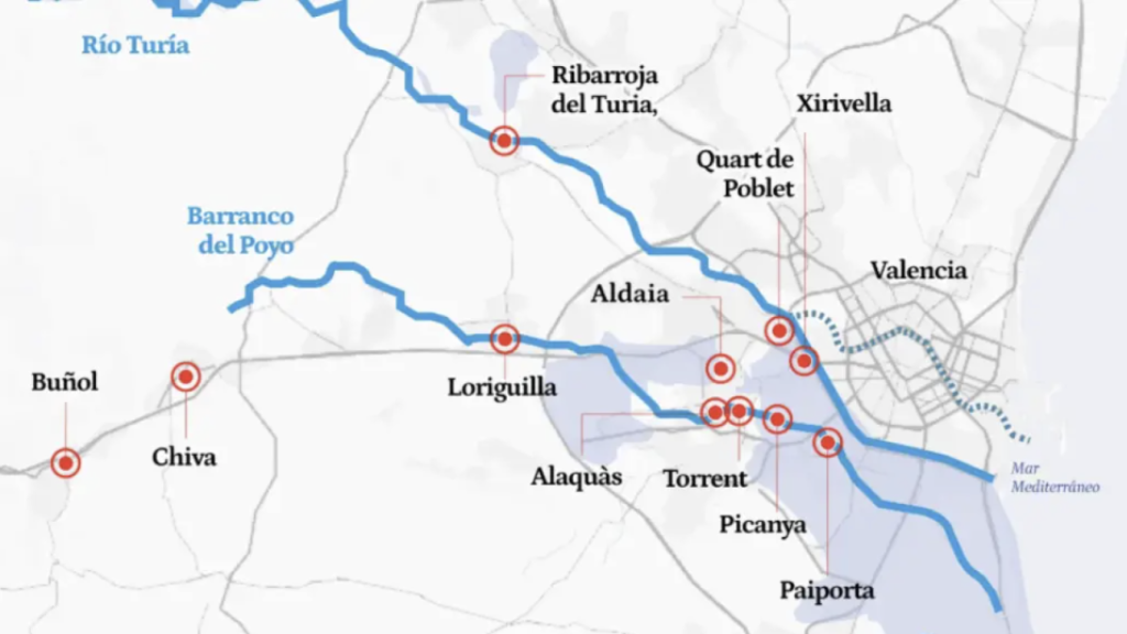 Actuaciones previstas en el barranco del Poyo y sus localidades adyacentes desde 1994. Diseño: Arte EE