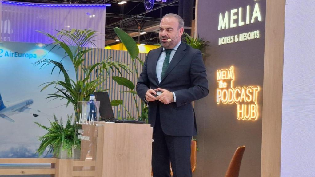 Gabriel Escarrer Jaume, presidente y consejero delegado de Meliá Hotels International durante la rueda de prensa en Fitur 2025.