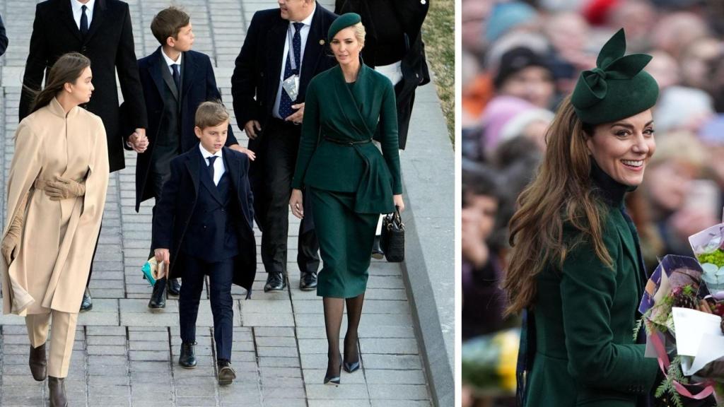 Ivanka Trump, de verde, con tocado estilo Kate Middleton, en la investidura de su padre.