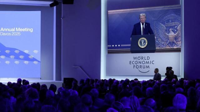 Donald Trump, en su intervención por videoconferencia en el Foro de Davos 2025.