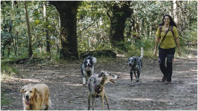 Patricia Guerrero con sus perros en el monte