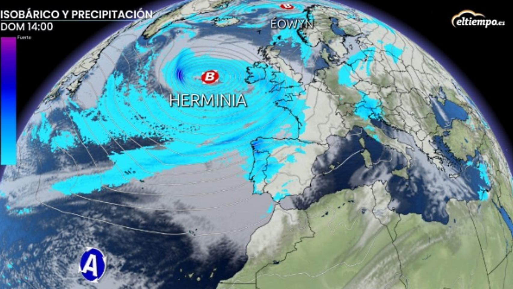 Llega la borrasca Herminia a España tras Eowyn: Aemet alerta por vientos  huracanados  y hasta 80 l/m2 en estas zonas