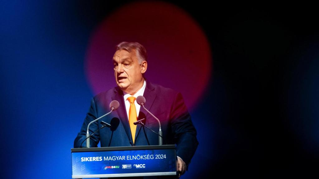 Viktor Orbán, durante una conferencia sobre la presidencia del país del Consejo de la UE en diciembre.