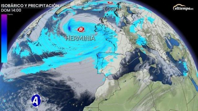 Localización de la nueva borrasca Herminia que llegará el domingo.