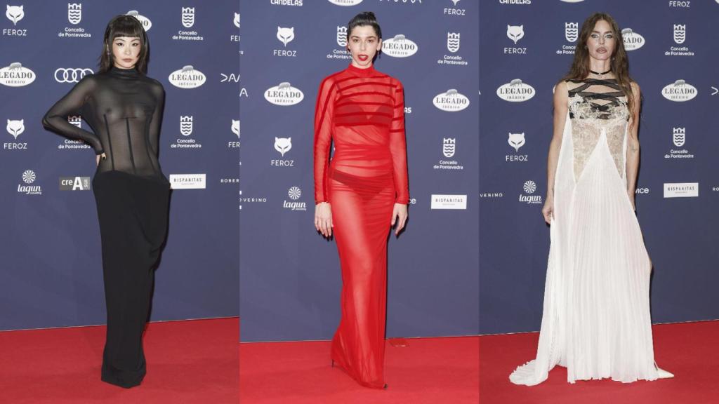 Chacha Huang, Julia de Castro y Minerva Portillo, en la alfombra roja de los Premios.