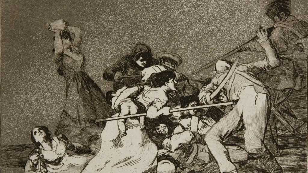 Grabado de Goya 'Y son fieras'.