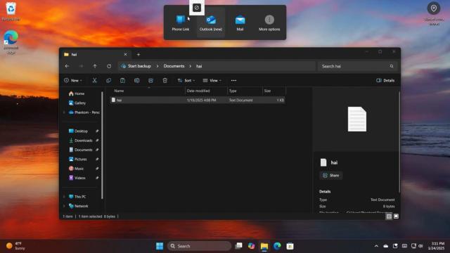 Nueva barra para compartir archivos de Windows 11