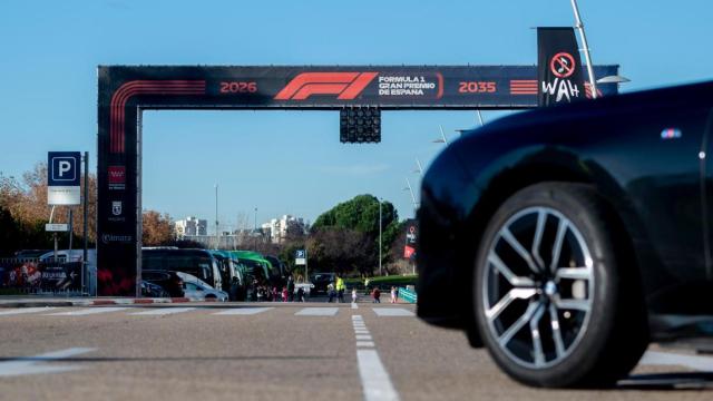 Arco de salida que tendrá el Gran Premio de España de Fórmula 1, en IFEMA Madrid.