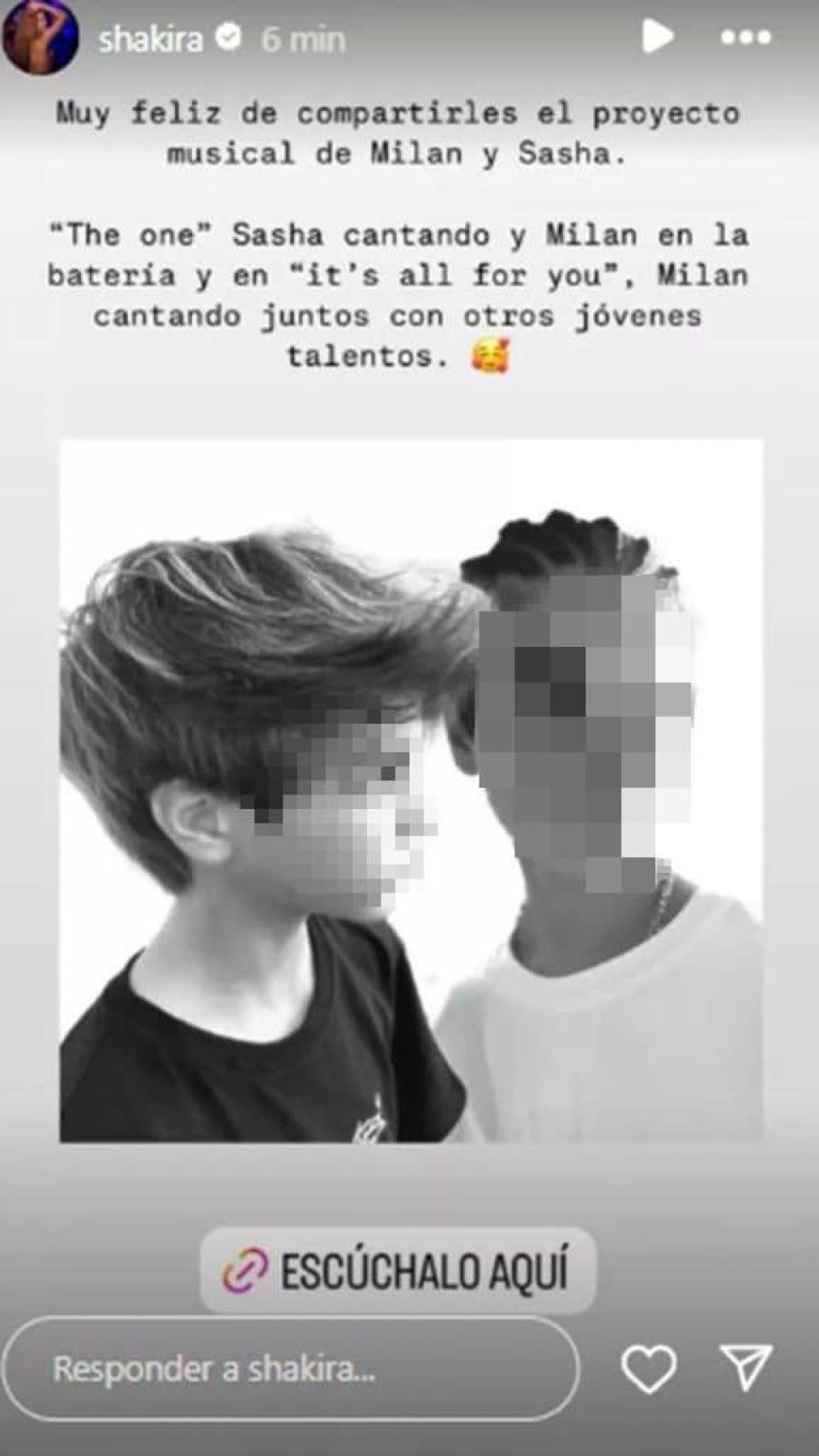 Shakira promocionando el proyecto de sus hijos en un 'historias' de Instagram.