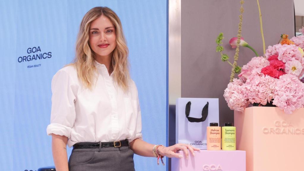 Chiara Ferragni en su presentación como embajadora de Goa Organics.