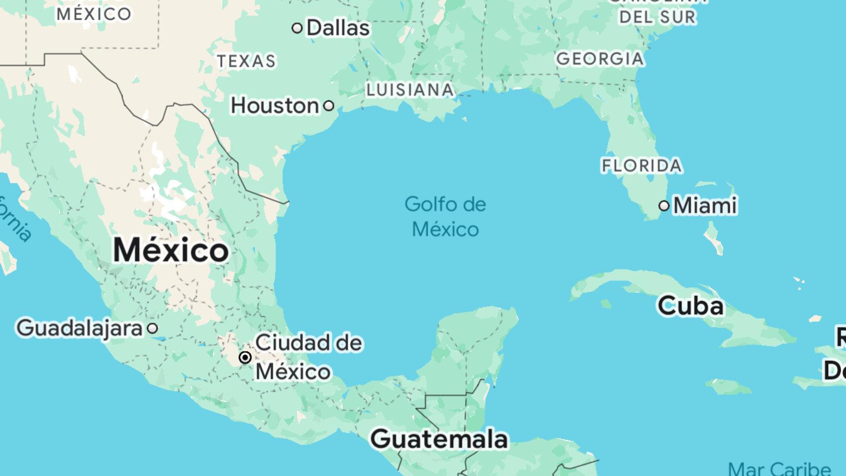 Google Maps muestra el nombre Golfo de México cuando se visita desde España