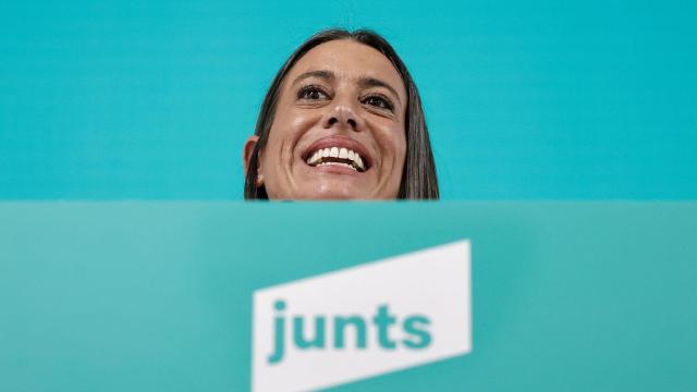 La portavoz parlamentaria de Junts, Míriam Nogueras, este martes para valorar el acuerdo de su partido con el Gobierno de Sánchez.