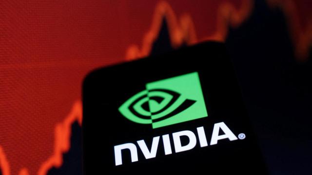 Una ilustración muestra el logo de Nvidia y un gráfico de cotización.