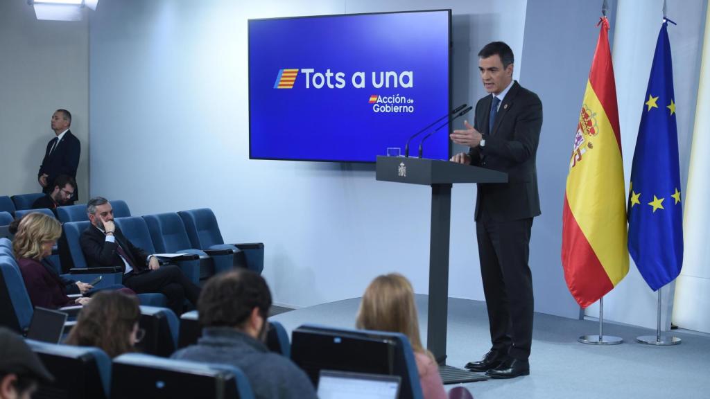 El presidente del Gobierno, Pedro Sánchez, durante una rueda de prensa tras el Consejo de Ministros,