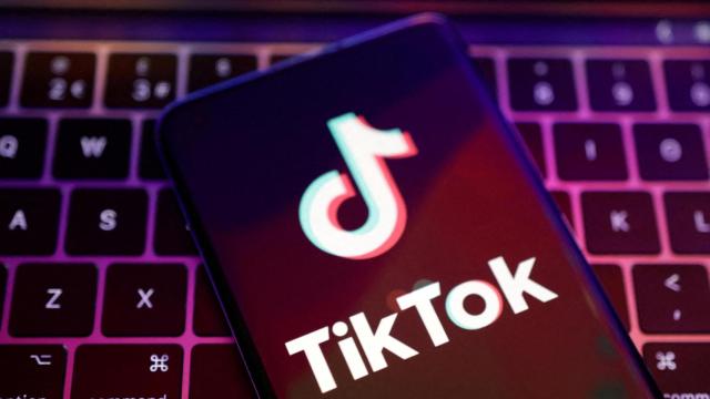 El logotipo de la aplicación TikTok en una ilustración.