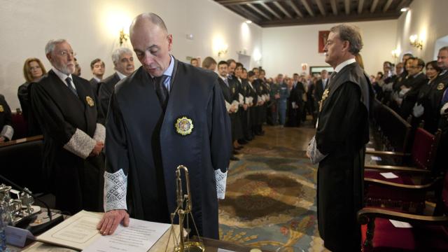 El presidente de la Audiencia Provincial de Ávila, Javier García Encinar, durante su toma de posesión en enero de 2016