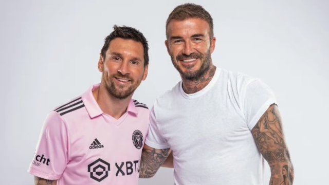 Messi y Beckham, durante una sesión fotográfica del Inter Miami