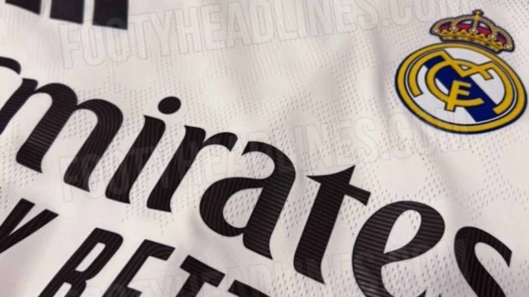 Detalle de la camiseta filtrada del Real Madrid