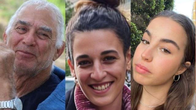 Los tres rehenes israelíes que serán liberados este jueves: Gadi Moses, Arbel Yehud y Agam Berger.