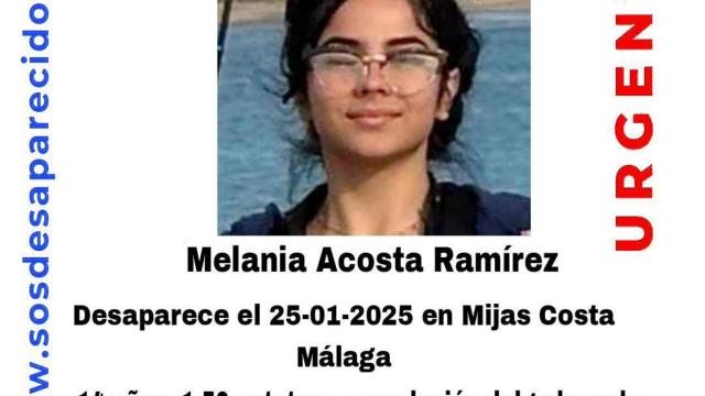 Cartel de Melania, una menor de 14 años desaparecida en Mijas Costa.